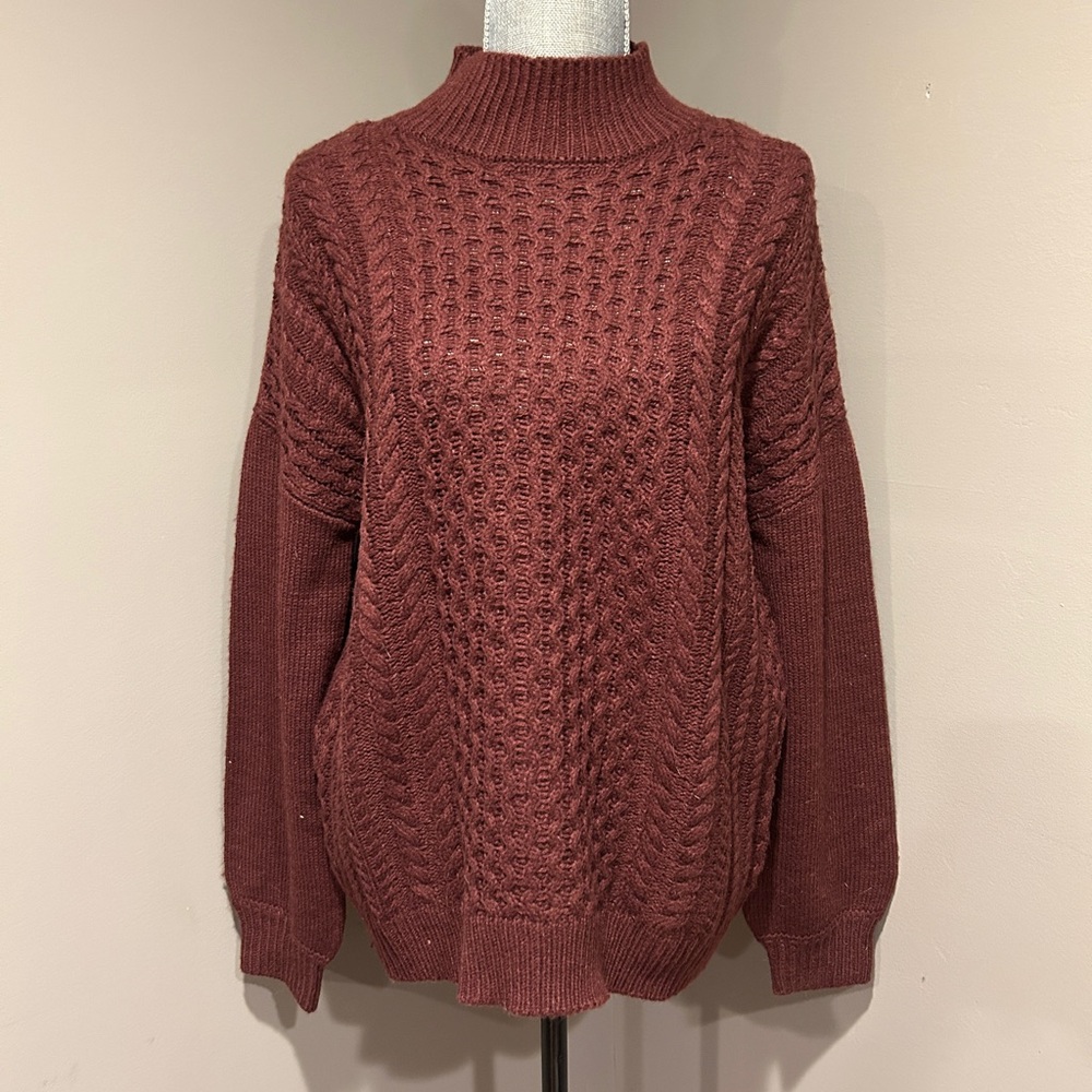 Burgundy cable knit sweater